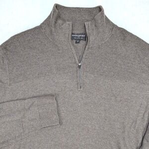 Banana Republic Mens Brown Quarter Zip‎ Sweater Premium Luxe Yarn XL